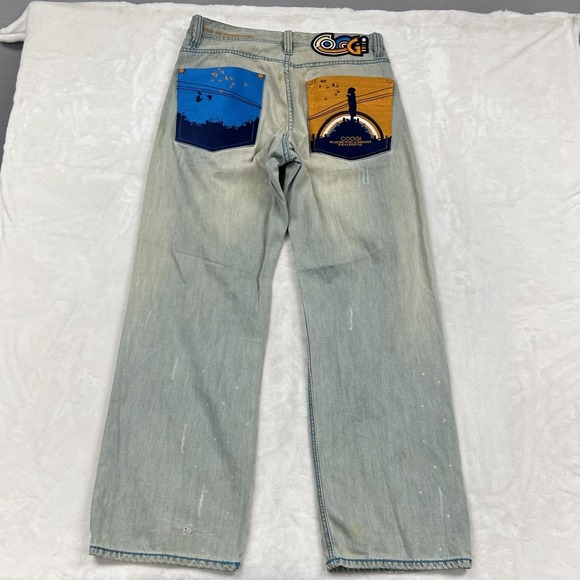 COOGI Other - Coogi Jeans Mens 36x34 Light Wash Graphic Embroidered Back Pockets Streetwear